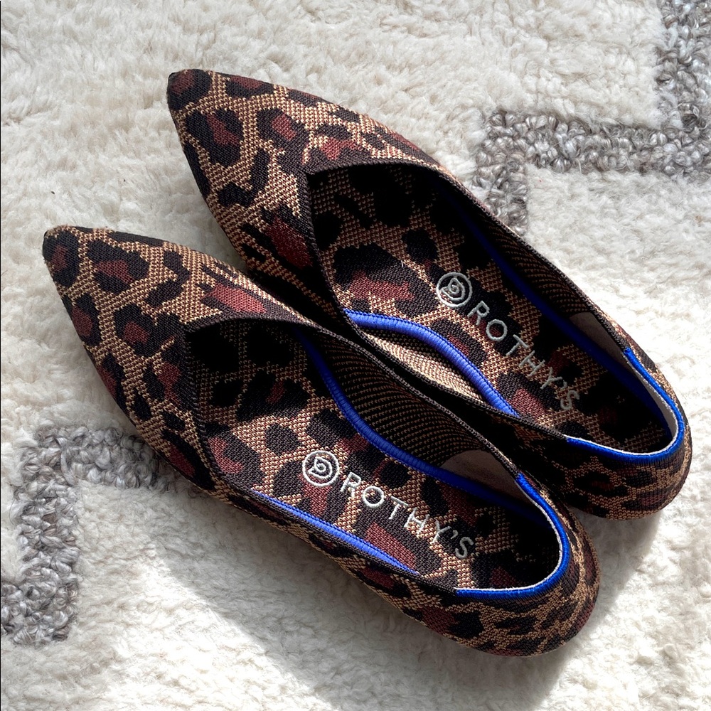 Rothy's Brown and Black Leopard Flats - EUC